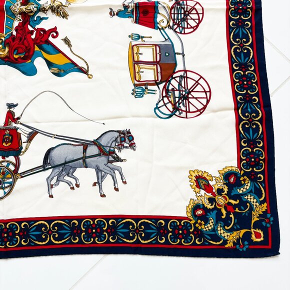Pierre Cardin Scarf Shawl Silk APARIS AMUSEES EBLOUIES 34in Vintage Horse Buggy - Picture 5 of 15